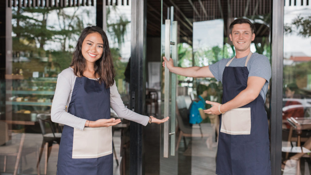 Waitstaff welcoming guests