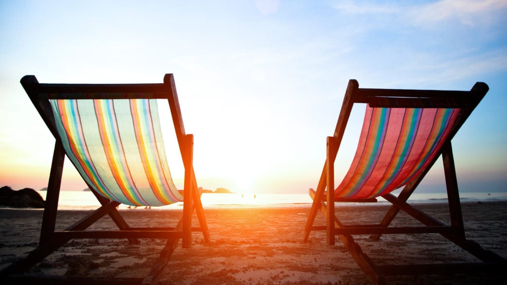 Chairs on a beach.