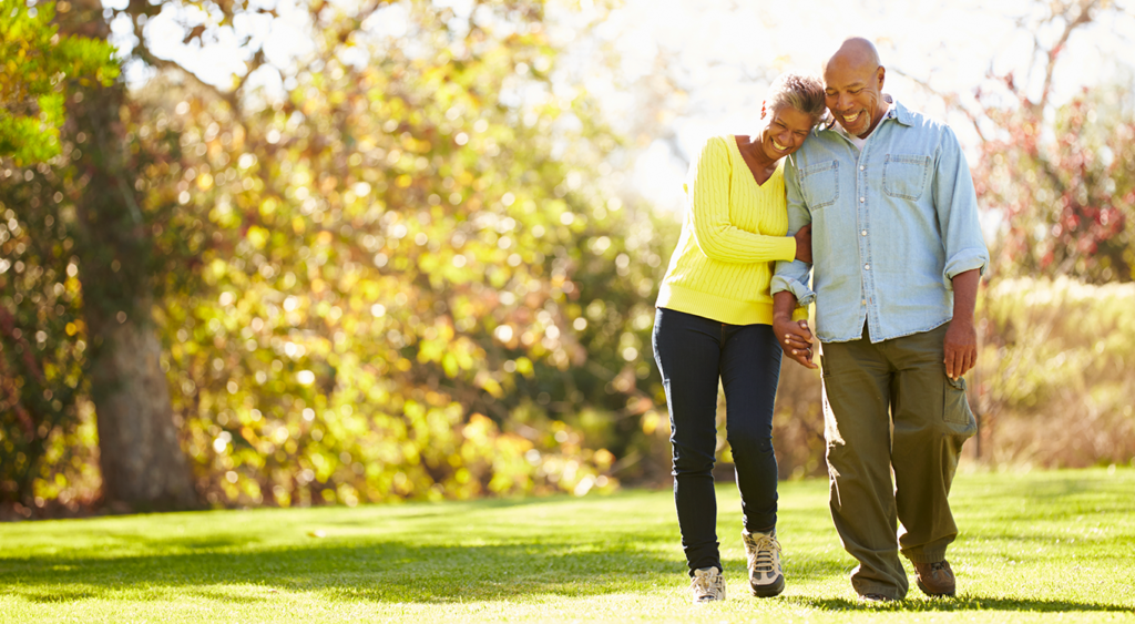 elderly couple in a park