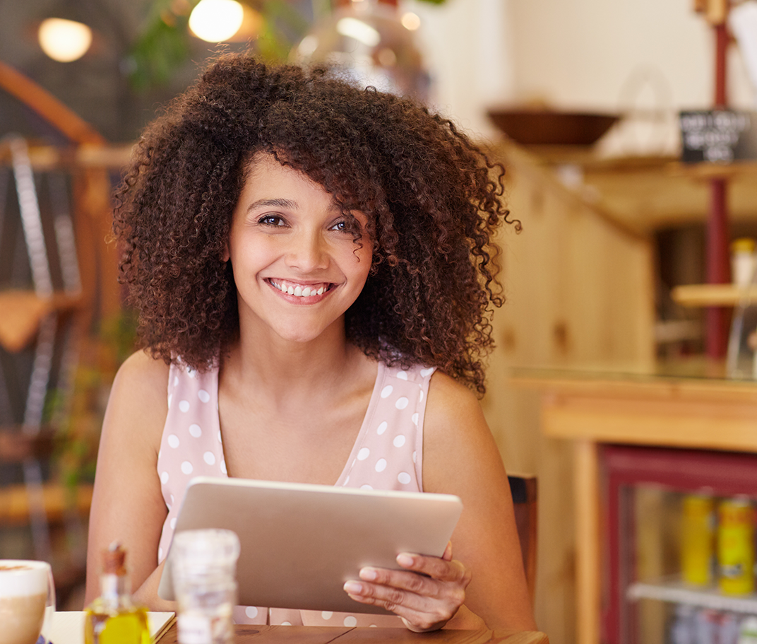 woman using an ipad