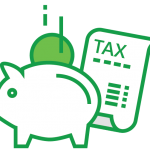 piggy bank with tax bill