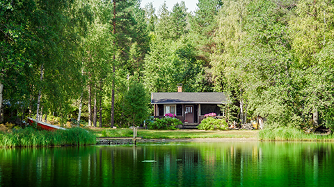 house next to lake