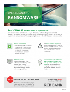 Ransomware Flyer - RCB Bank Security Center