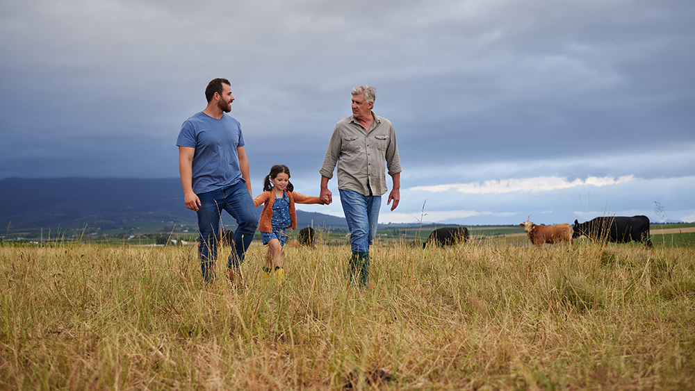 Family in a field