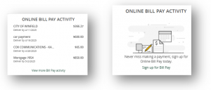 RCB Bank Online Banking Online Bill Pay Activity