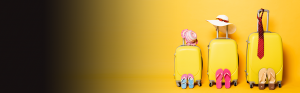 Suitcases on a yellow background