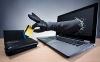 Electronic fraud. Hand stealing credit card.