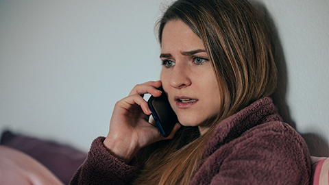 Concerned Scared Girl on Phone WEB