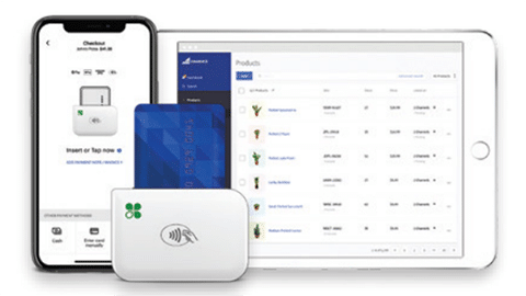Clover Go™ that connects through Bluetooth® to dip or tap payments from phone or tablet.