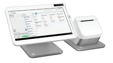 Clover Station Solo™ all-in-one POS system with one merchant-facing screen and a receipt printer