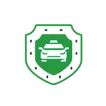 Guaranteed Asset Protection icon - shield with car facing front icon
