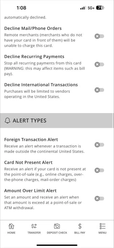 Security Settings part 2 screen shot
