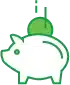 green piggy bank icon with coin dropping in the top